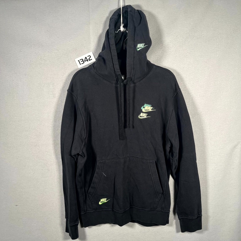 Nike Hoodie Mens Small‎ Black Swoosh Embroidered Long Sleeve Ribbed Hem Pullover